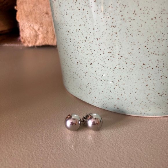 Silver Ball Earrings - Picture 1 of 2